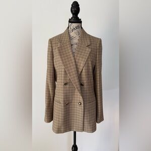 Women's REISS Double-Breasted Houndstooth-Check Vida Wool Blazer Size 8 NEW